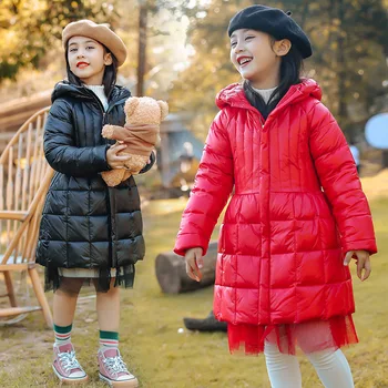

2020Fashion Children 's Down Jacket Warm Waterproof Girl Parkas Coat Fur Kid Teenager Thickening Outerwear For Winter -30degree