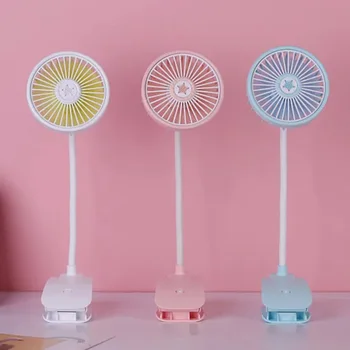 

4in1 Rotatable Rechargeable Rotate Table Clip LED Aroma Color Light Desk mini Foldable Fan