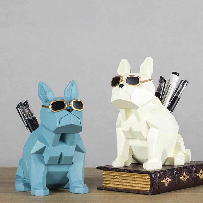 [Funny] European Ceramic Crafts Bulldog Pen holder storage box Home Decoration model Ornaments Creative Cute dog pen container | Игрушки и