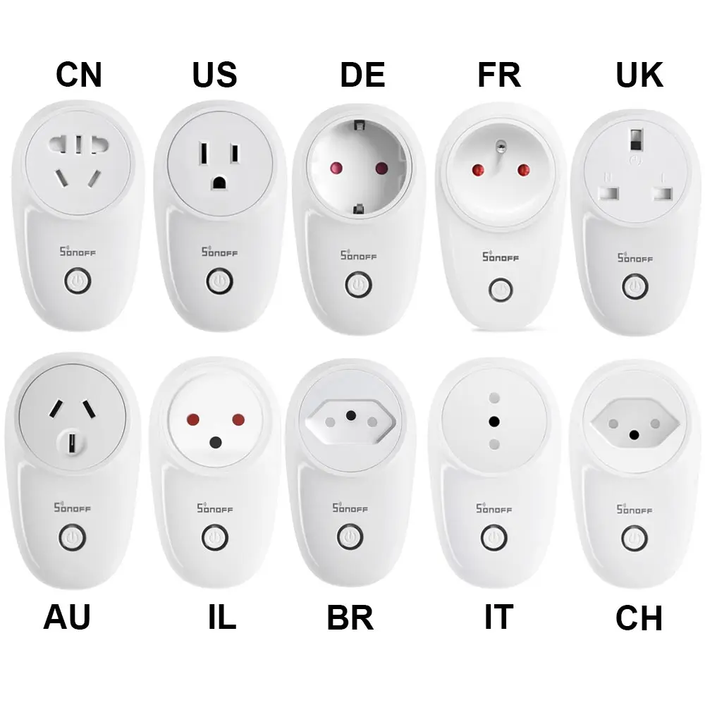 SONOFF S26 Wifi Smart Plug Switch EU-E/EU-F/UK/AU/US/BR/IT/IL/CH/CN Timer Wall Power Socket e-WeLink Plugs Work With Alexa smart switch smart plug