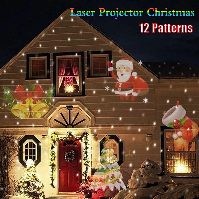 Outdoor Laser Projector Lights 12 Patterns Led Stage Spotlight For Christmas Landscape Garden DJ Disco RGB Decorations | Лампы и