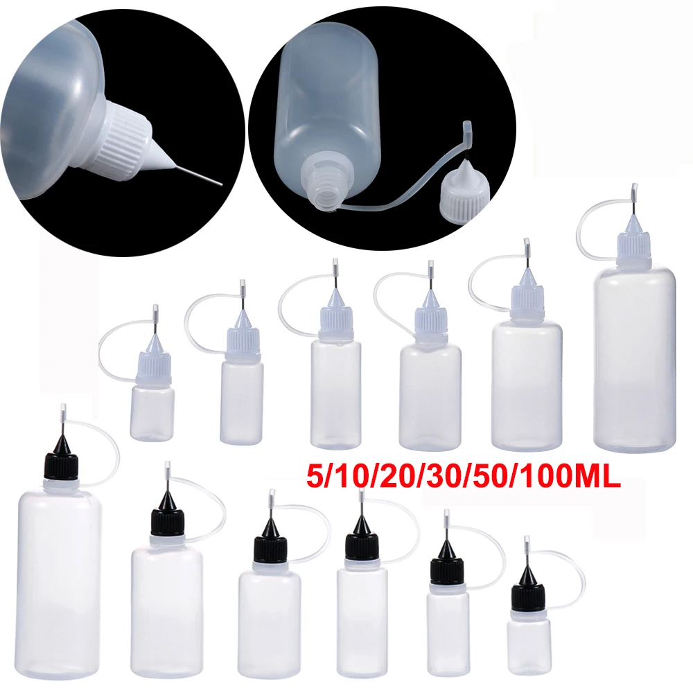 5pcs/set Needle Tip Glue Applicator Bottle For Paper Quilling DIY Scrapbooking Paper Craft Tool 5/10/20/30/50/100ML Available glue applicator bottle