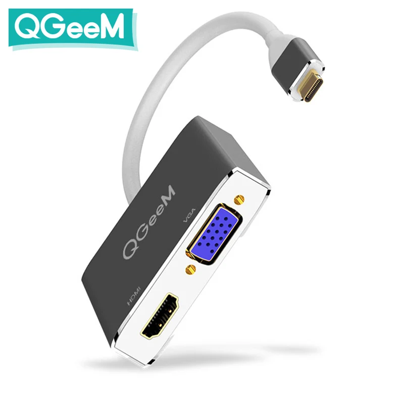 QGeeM USB C HDMI VGA адаптер Type c к 4K папа женскому для MacBook Pro ChromeBook Huawei P20 galaxy s9 HDMI|hdmi 4k|hdmi 4k