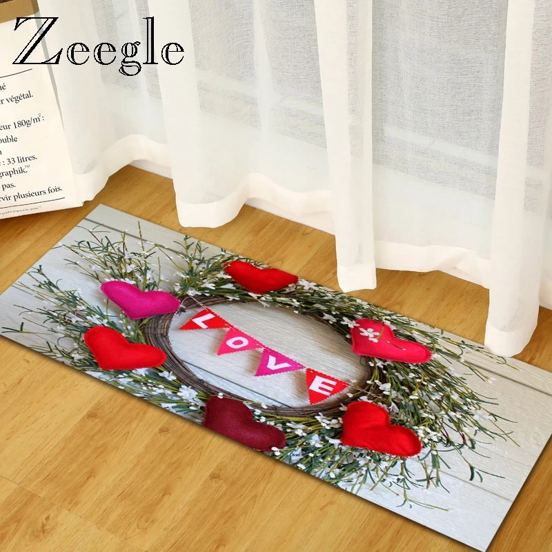 Zeegle День Святого Валентина, кухонный коврик, напольный коврик, нескользящий ковер, добро пожаловать, домашняя дверь, входной коврик, креативный коврик для украшения прихожей