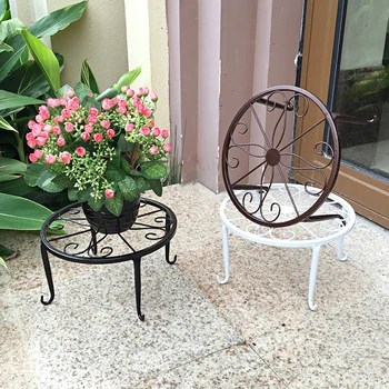 

Creative Indoor Outdoor Plant Stand Metal Potted Shelf Flowerpot Stand Round Iron Plant Pot Holder home decor поднос plateau