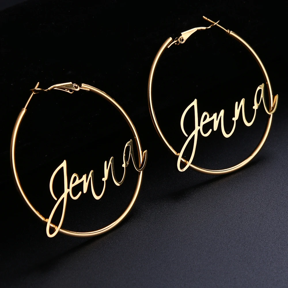 Lateefah Customized Jewelry Hoop earrings High Stainless Steel Earrings For Women with Name Fashion Jewelry Earrings