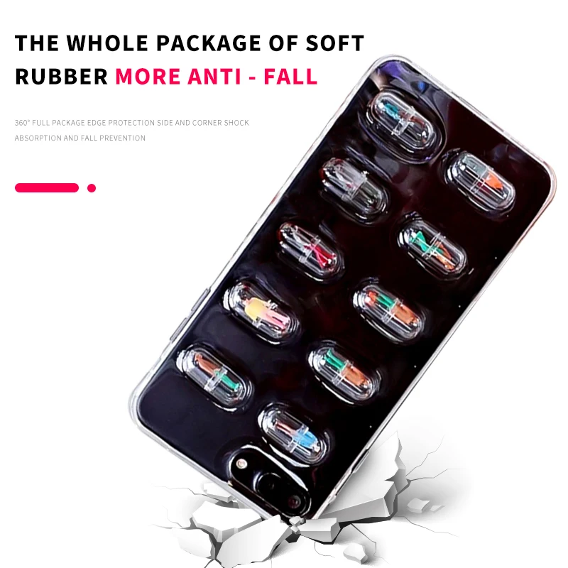 Милая таблетка капсульный чехол для телефона Iphone 11 7 8 6s 6 Plus Xr Xs Max X 3D Жесткий чехол для huawei P20 P30 Lite Pro mate 20 Lite Pro