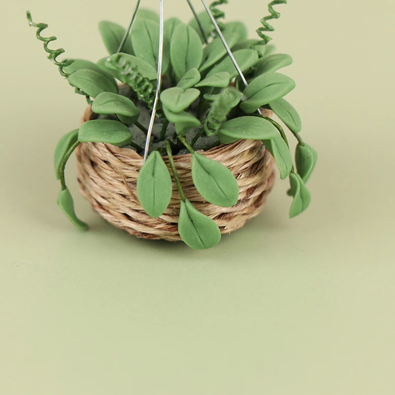 Miniature Hanging Potted Plant Pots Fairy Garden Flower Clusters Basket Miniature Gardening For 1:12 Dolls Or Doll House