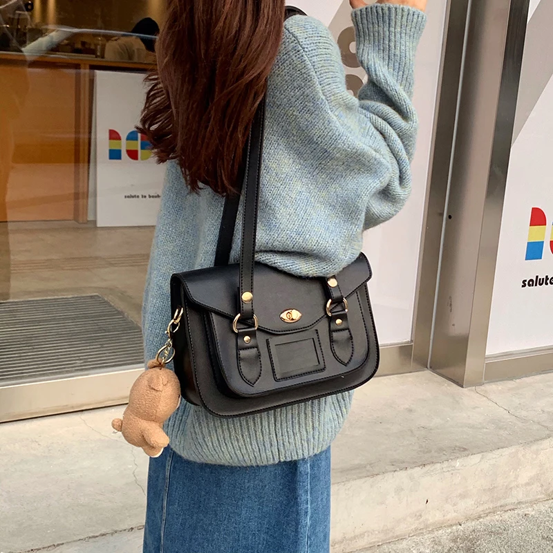 

PU Leather Vintage Flap Bags For Women 2020 Fashion Solid Color Dual purpose Shoulder Travel Bag Female