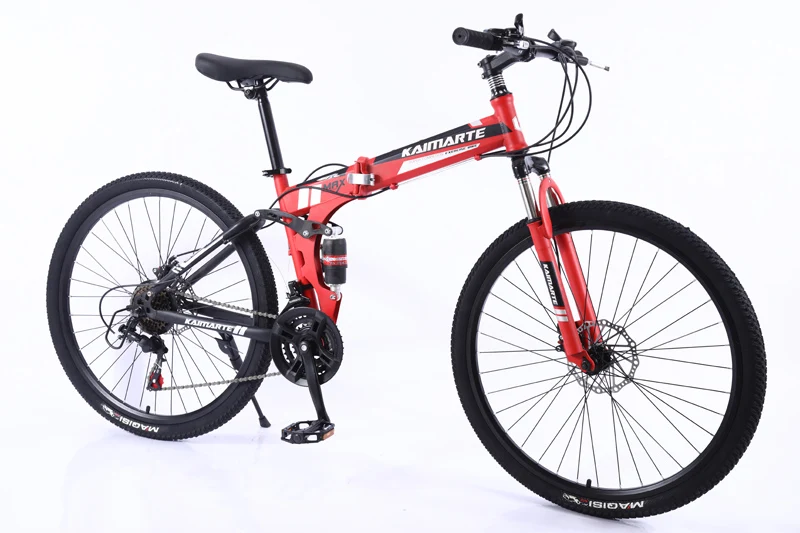 red spoke wheel 26 дюймов велосипед 21 скорость складной горный велосипед двухдисковый тормоз велосипед спицы колеса/нож колеса Горный велосипед взрослый велосипед - Цвет: red spoke wheel