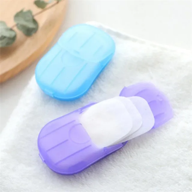 20PC/Box Travel Hand-washing Soap Paper Multifunctional Aroma Sliced Cleaning Paper Disposable Boxed Mini Soap