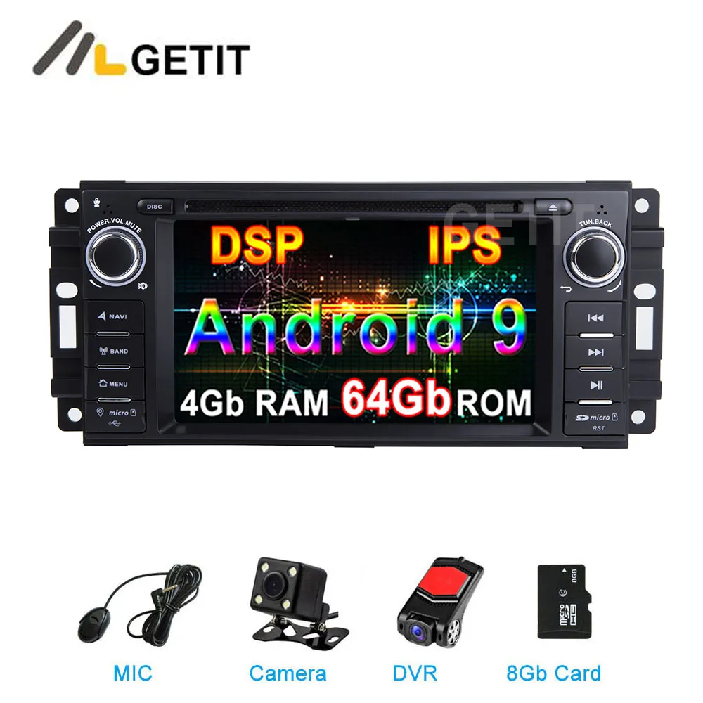 Discount DSP 64G Android 9.0 Car DVD Player Radio Stereo GPS for JEEP Wrangler Compass Patriot Grand Cherokee Commander Dodge 0