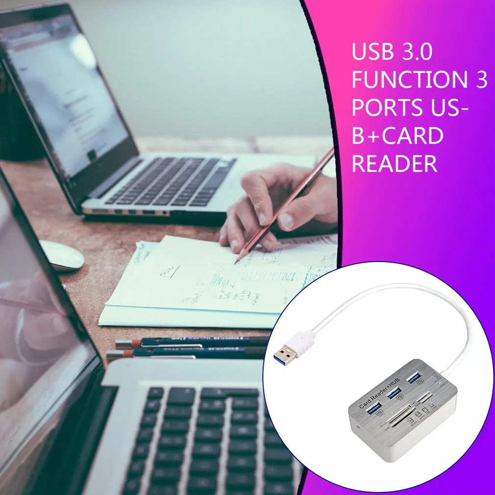 USB 3,0 высокая Скорость 7 в 1 устройство для чтения карт памяти флеш адаптером MS/M2/TF адаптер зарядное устройство с 3 usb-портами для разветвитель комбо из алюминиевого сплава