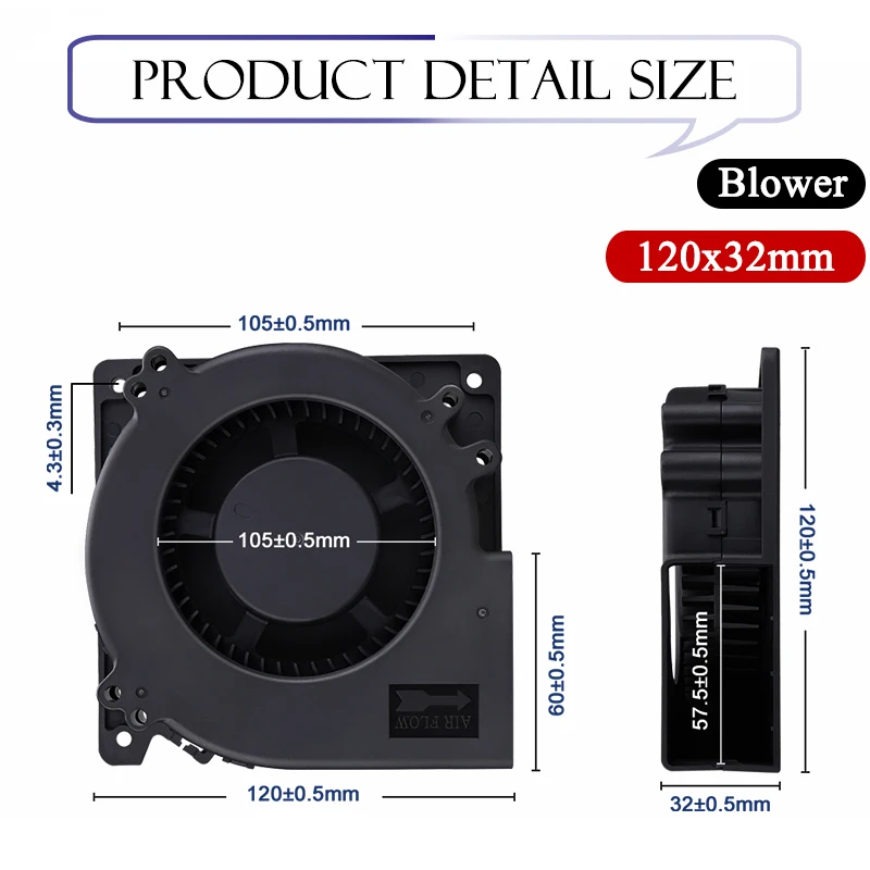 Gdstime-ventilador Portátil para Computador Ventilador de 24v 120x120x32 mm 120 mm Bola Dupla Industrial Ventilador 12032 12cm Ventilador de Resfriamento Radial - Imagem 4