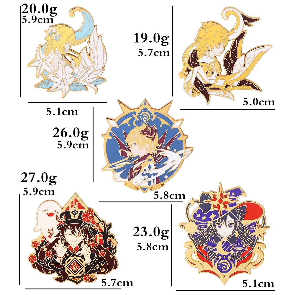 Anime Genshin Impact Wendi Tartaglia Pins Brooch Ganyu Keqing Xiao Lumine Figure Enamel Badge Brooches Lapel Pin Jewelry Gift