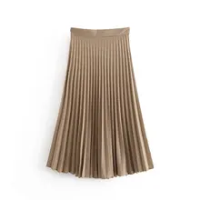 Женская винтажная клетчатая плиссированная юбка миди, модная женская юбка с боковой молнией, vestidos, Повседневная Тонкая Клетчатая шикарная юбка QUN471