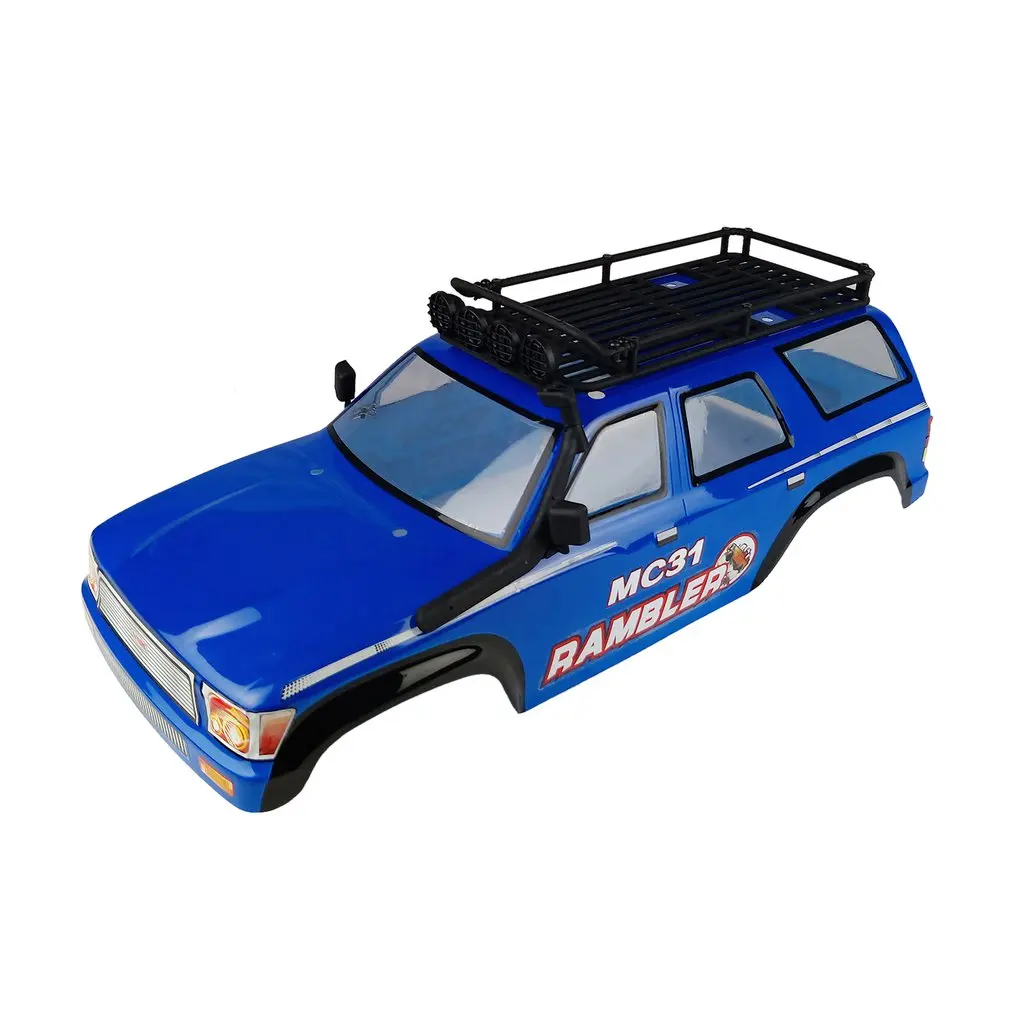 

1/10 PVC Car Body Shell with Luggage Rack + Exhaust Pipe + Rearview Mirror RC Racing Car Shell Car Accessories