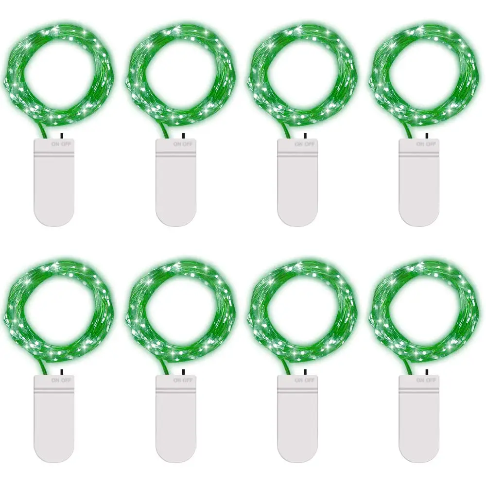 Green Набор из 8 светодиодный Сказочный свет 2/3/5 м светодиодный серебристо-медный провод гирлянды светодиодные огни не включают в себя Батарея Хэллоуина Рождественский Декор для комнаты, вечеринки - Цвет: Green