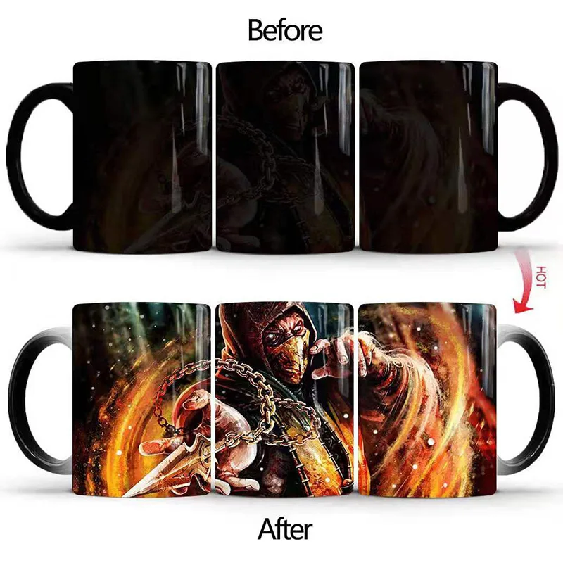 

Mortal Kombat Coffee Magic Mug Hot Cold Color Changing Mug 350ml Ceramic Tea Milk Cup Best Gift For Your Friends