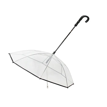 

Portable Transparent Pet Umbrella Small Dog Rain Gear With Chain Keep Dry Outdoor Tool 5