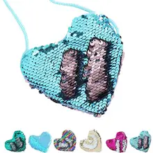 Модный кошелек для монет в форме сердца с блестками, кошелек для монет через плечо, мини кошелек для монет для детей, подарки на день рождения для детей