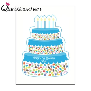 

Qianxiaozhen Personalized Birthday Cake Fingerprint Guest Book Wedding Decoration Birthday Party Decorations Kids Adult Decor