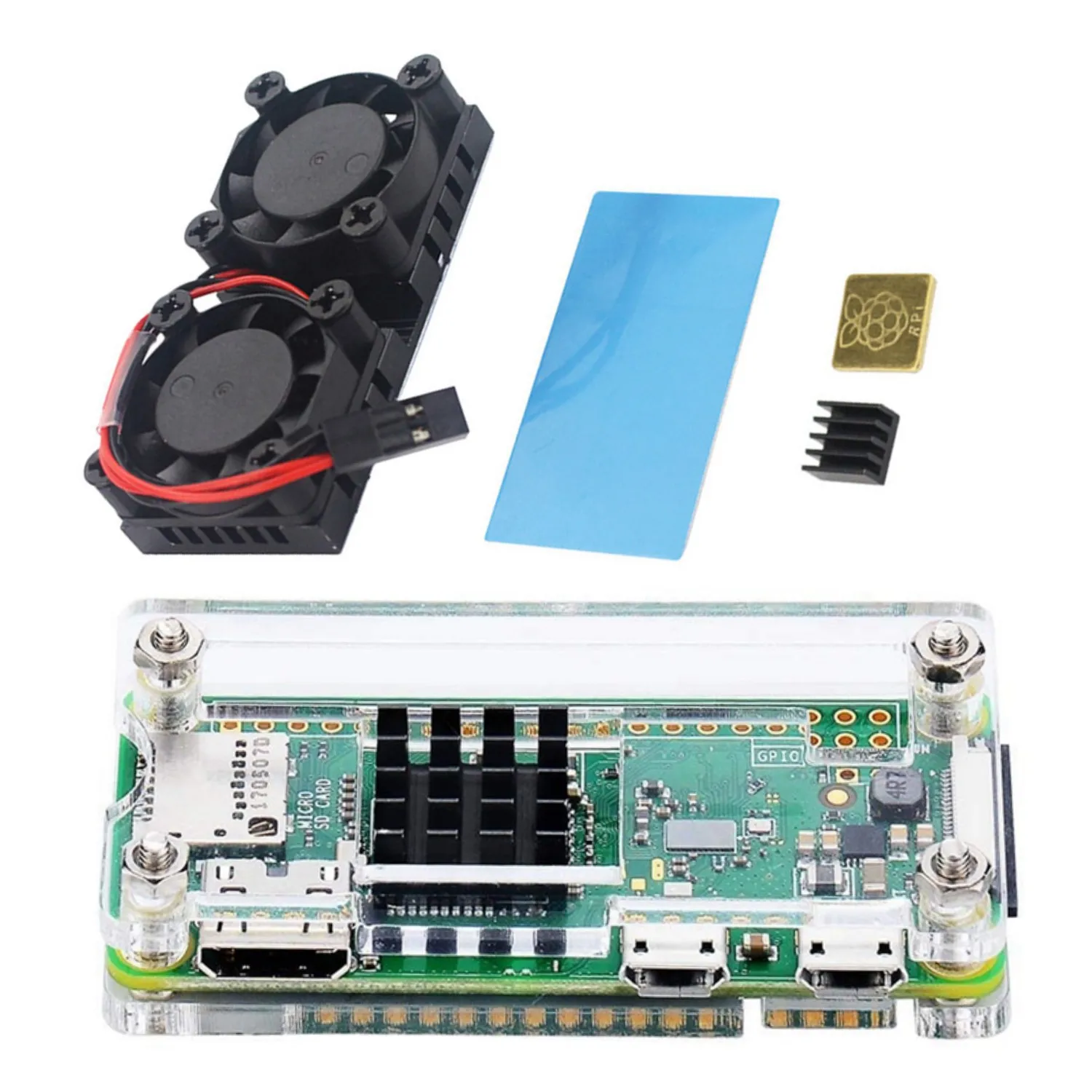 Двойной вентилятор с теплоотводом для Raspberry Pi 3 Model B + Plus или 3B и акриловый чехол 4 в