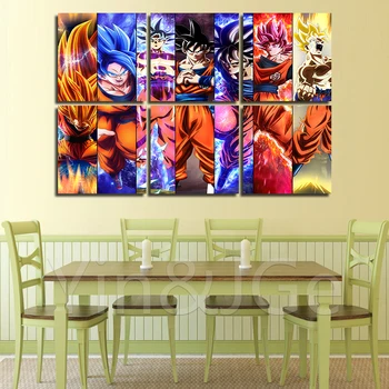 

Home Decor Modular Canvas Picture 6 Piece Dragon Ball Animation Character Painting Wall Art Bedside Background Abstract Posters