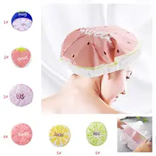 Cute Cartoon Fruit Pattern Waterproof Shower Cap Resuable Lace Elastic Band Bath Hair Caps for Adults Women Kitchen Bathroom