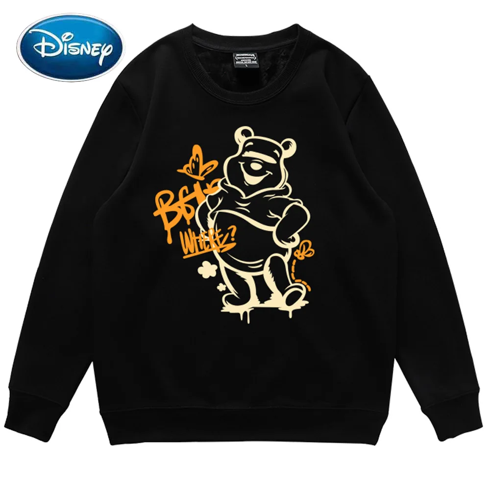 

Disney Sweatshirts Harajuku Fashion Winnie the Pooh Bear Cartoon Print O-Neck Pullover Women Long Sleeve Tops Female 9 Colors
