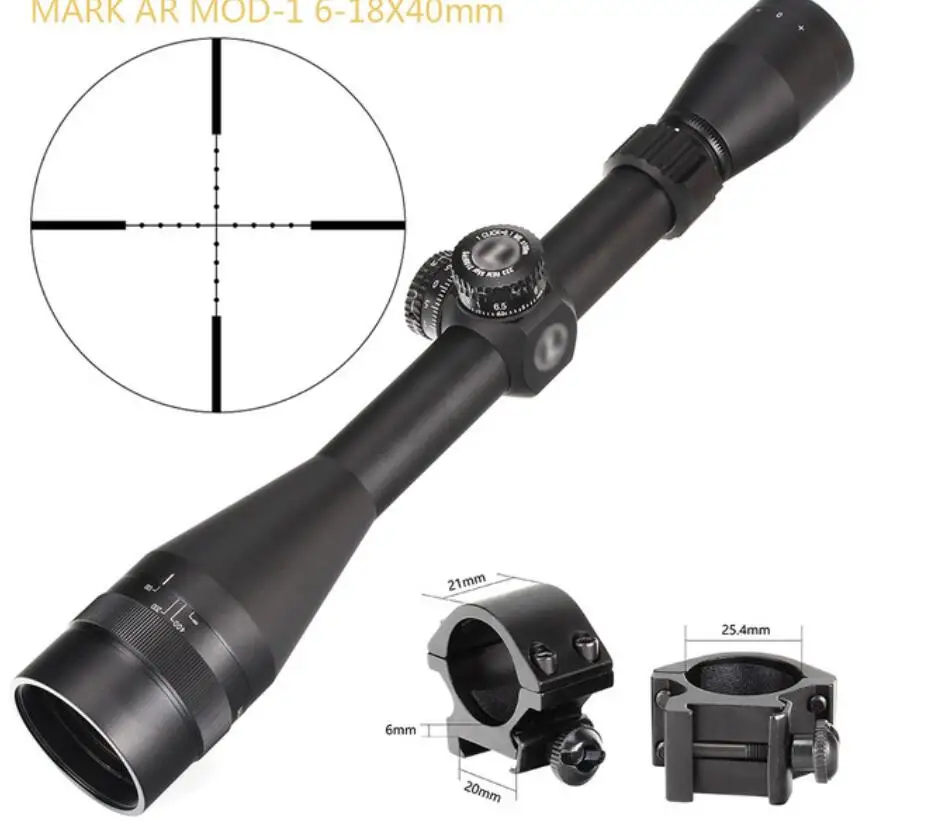 with Picatinny Rings L MARK AR MOD-1 6-18X40 AO Mil-Dot прицелы для охоты 1 дюймов трубные турели сброс тактический прицел - Цвет: with Picatinny Rings