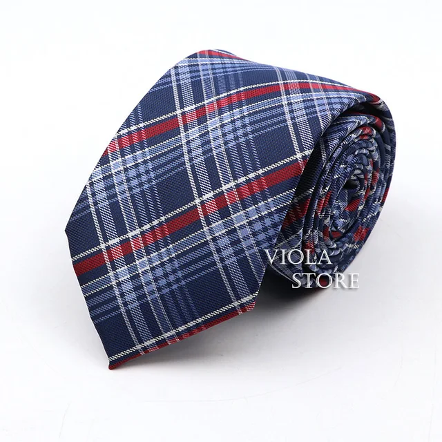 Cravatta classica in poliestere scozzese 7cm moda giovane maschio ufficio cravatta festa quotidiana vestito Casual cravatta a righe Top uomo accessorio regalo 6