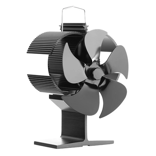 5 Blade Heat Powered Fireplace Fan Wooden Burning Stove Fan Self-Powered  Overheat Protection Heating Stove