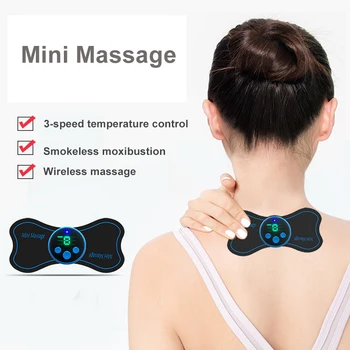 

Electric Mini Neck Massager Butterfly Design Smart EMS Muscle Stimulator Back Pain Relief Back Cervical Physiotherapy Massage