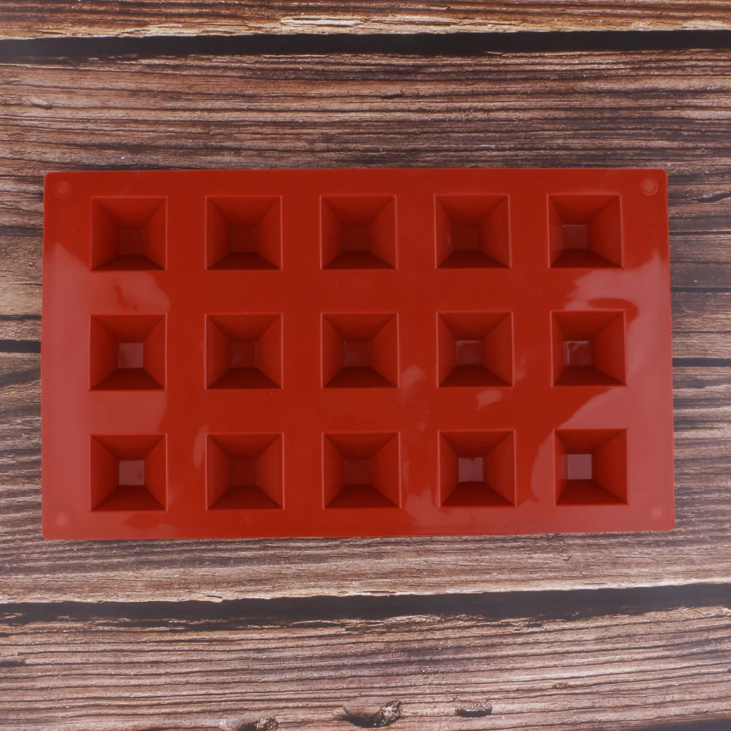 15-Cavity Pyramid Silicone Fondant Mold Chocolate Baking Cake Ice Cube Tray for Soap Candle Jewelry Candy Making Accessories