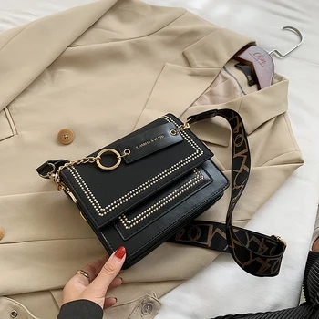 

2020 new mini handbags women fashion ins ultra fire retro wide shoulder strap messenger bag purse simple style Crossbody Bags