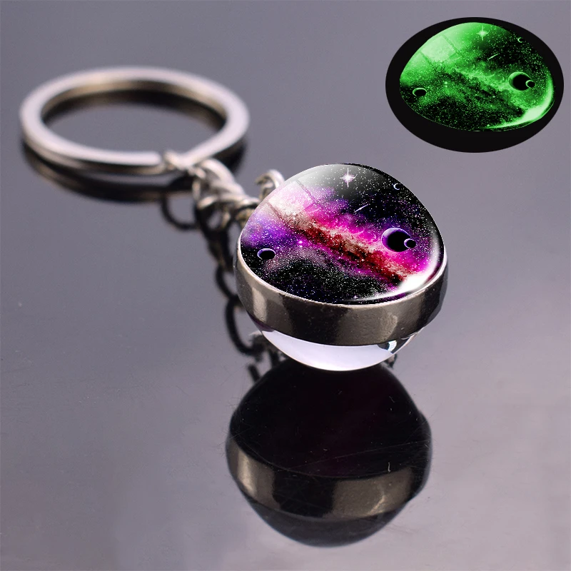 Milky Way Galaxy Key Chain Glow In The Dark Planet Keyring