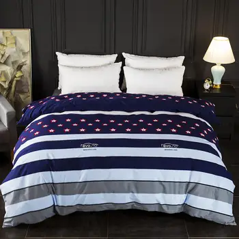 

Cotton sanding Duvet Cover monopoly bedding set Dark blue stripes Quilt Cover 160cmx210cm/180cmx220cm/200cmx230cm/220cmx240cm