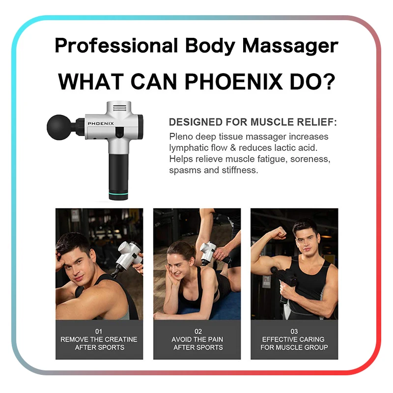 Электронный массажный пистолет Phoenix A2 э для тела от боли в мыщцах|Fascia чехол