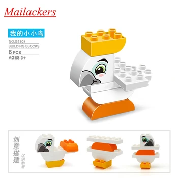 

Duplo Animal Sets 6PCS DIY Bird Models Toy Hobbies Building Blocks Toys For Children Education Gift Accessories Duploed Animals