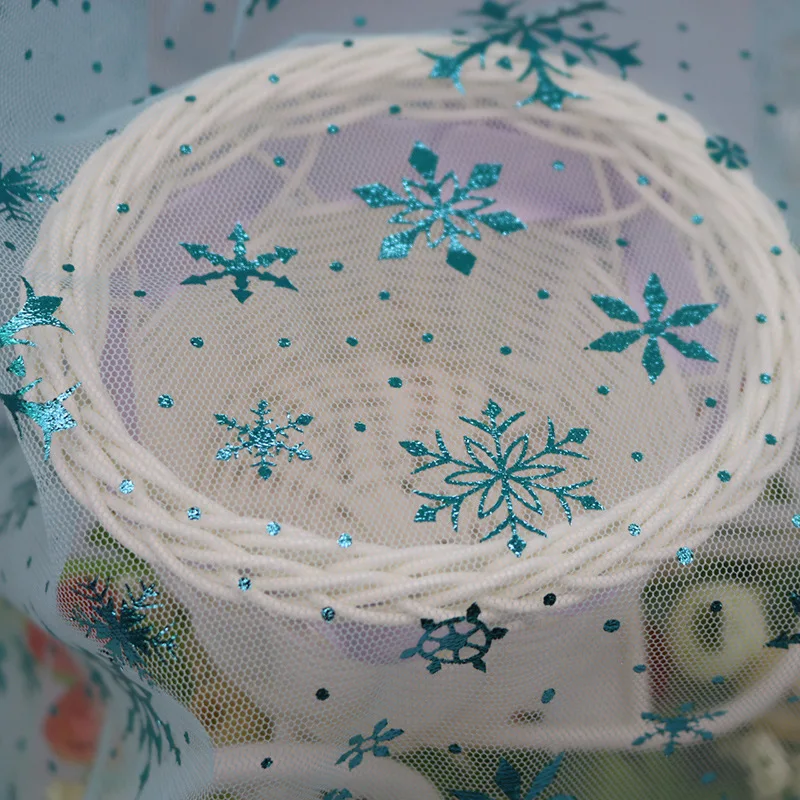 150*100cm Snowflake Tulle Rainbow Silver Snow Star DIY Handmade Fabric for Baby Dress Wedding Birthday Bouquet Supplies