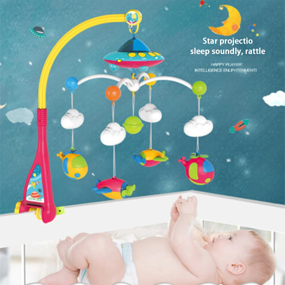 

Cartoon Baby Crib Rattles Rotating Music Box Soothing Toys Starry Sky Projection Bed Bell Carousel Cots Infant Toys 0-1 Years