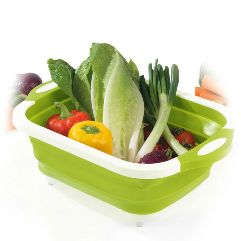 Foldable Vegetable Basket Fruit Strainer Chopping Board Drain Basket