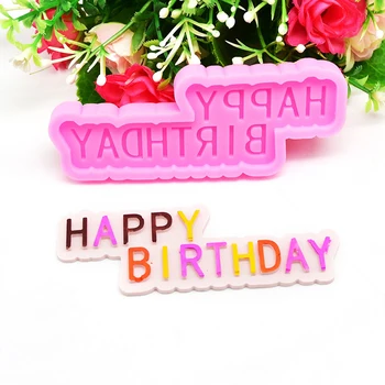 

DIY Happy Birthday Letter Form Silicone Mold Chocolate Fondant Cake Candy Clay Pastry Decoration Tools Cupcake Mould TXTB1