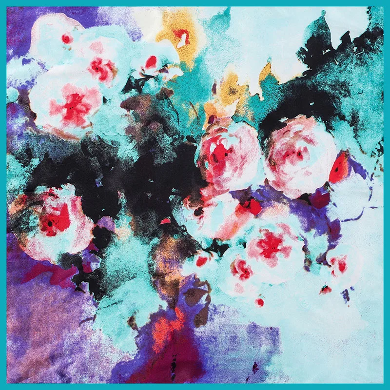 

YILIAN Brand Wholesale Twill scarf for Bag 60x60cm Soft Floral Print 2020 Newest Silk Headscarf