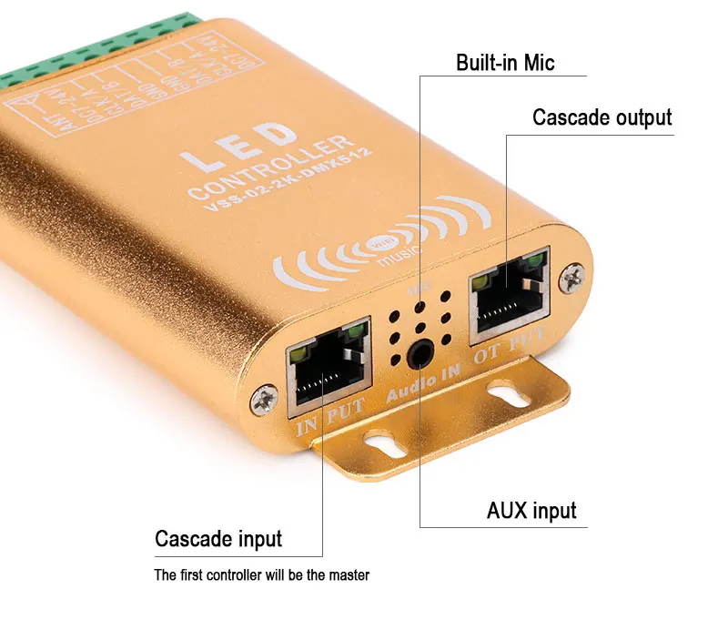 Светодиодный SPI Wifi контроллер подключения; 2048 пикселей светодиодный цифровой адресный контроллер; dream color регулятор линейного светильника с микрофоном