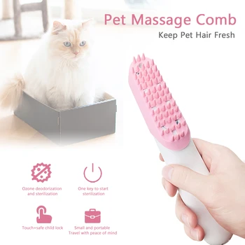 

Safe Puppy Silicone Mini Portable USB Rechargeable Ozone Cleaning Pet Massage Comb Home Grooming Dogs Cats Remove Dirts Auto Off