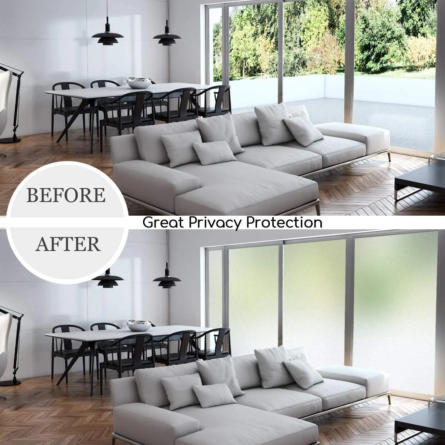 Frosted Privacy Glass Window Film Opaque Glass Vinyl Matte Window Sticker Door Cover Anti-UV Self Adhesive Film for Office Home Window Film