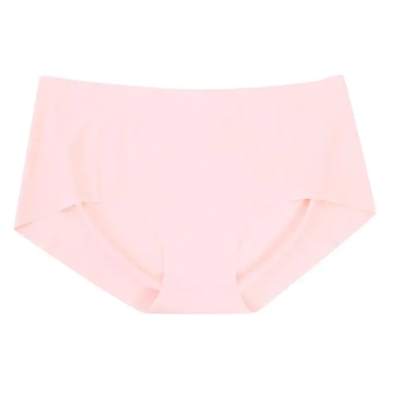 Pink Открытый Шелковый бесшовный Женский дышащие трусики сплошной цвет нижнее белье трусы - Цвет: Pink