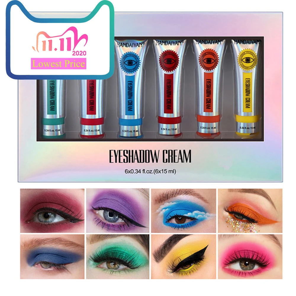 

New 6 Colors Matte Eye Shadow Paste Set Nude Waterproof Long Lasting Smoky Eyeshadow Makeup Cosmetic Liquid Colors Palette Gifts